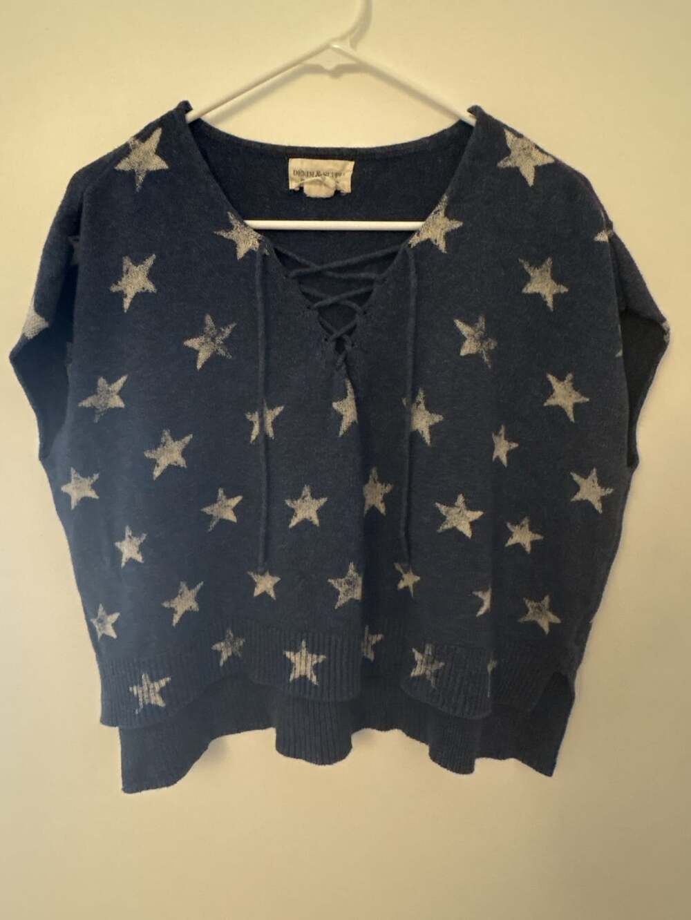 Denim & Supply Ralph Lauren Star Print Lace-Up Vest Size M Blue